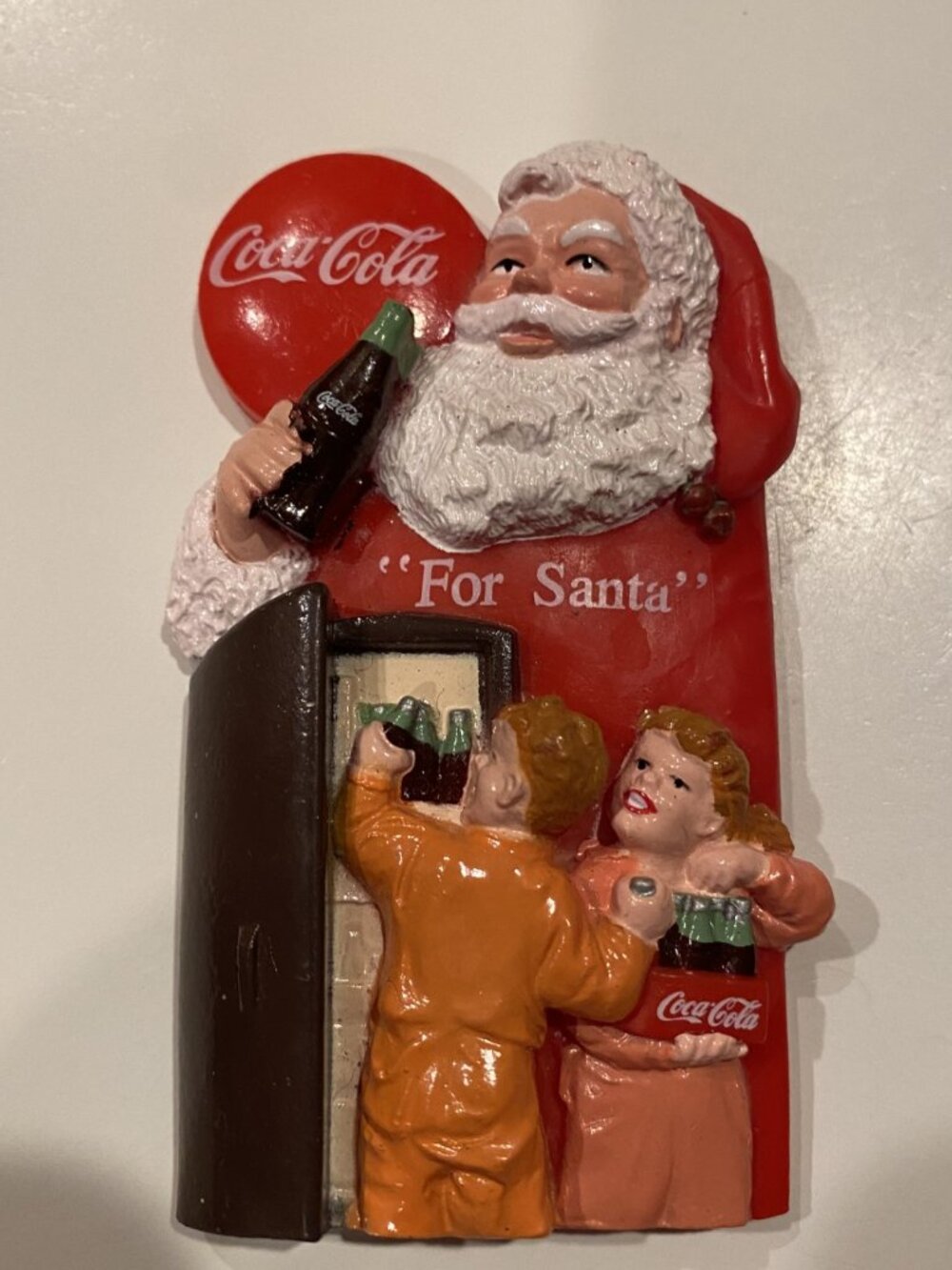 Vintage Coca Cola And Santa Refrigerator Magnet Hard Rubber 1996